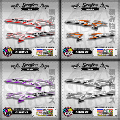 CLICK V2 DECALS ( 2024 RACING STRIPES ) [ PREMIUM GLOSSY LAMINATED ]【WITH FREEBIES】