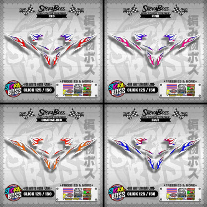 CLICK 125 / 150 V2 DECALS ( FOR WHITE MOTIF FLAME )【WITH FREEBIES】