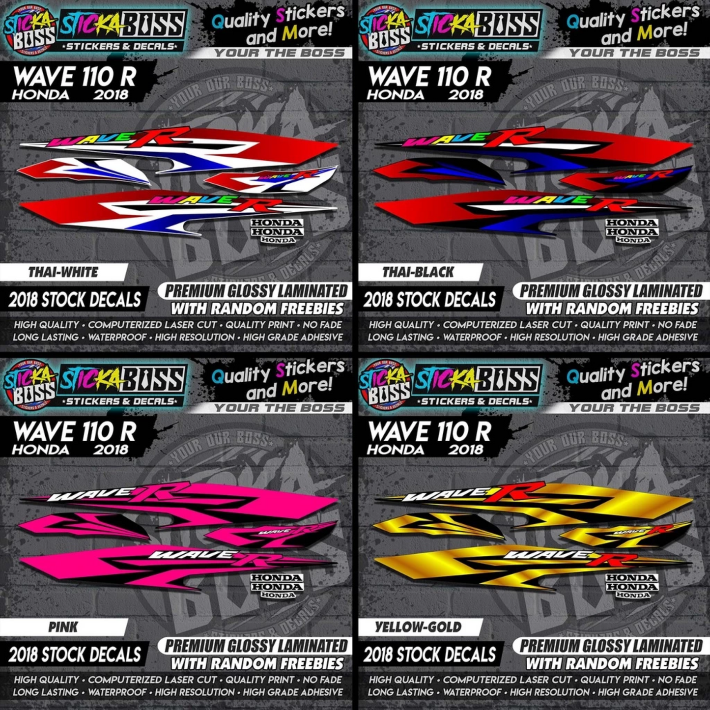 Wave 110 R (2018 Stock Decals)【PREMIUM GLOSSY LAMINATED】