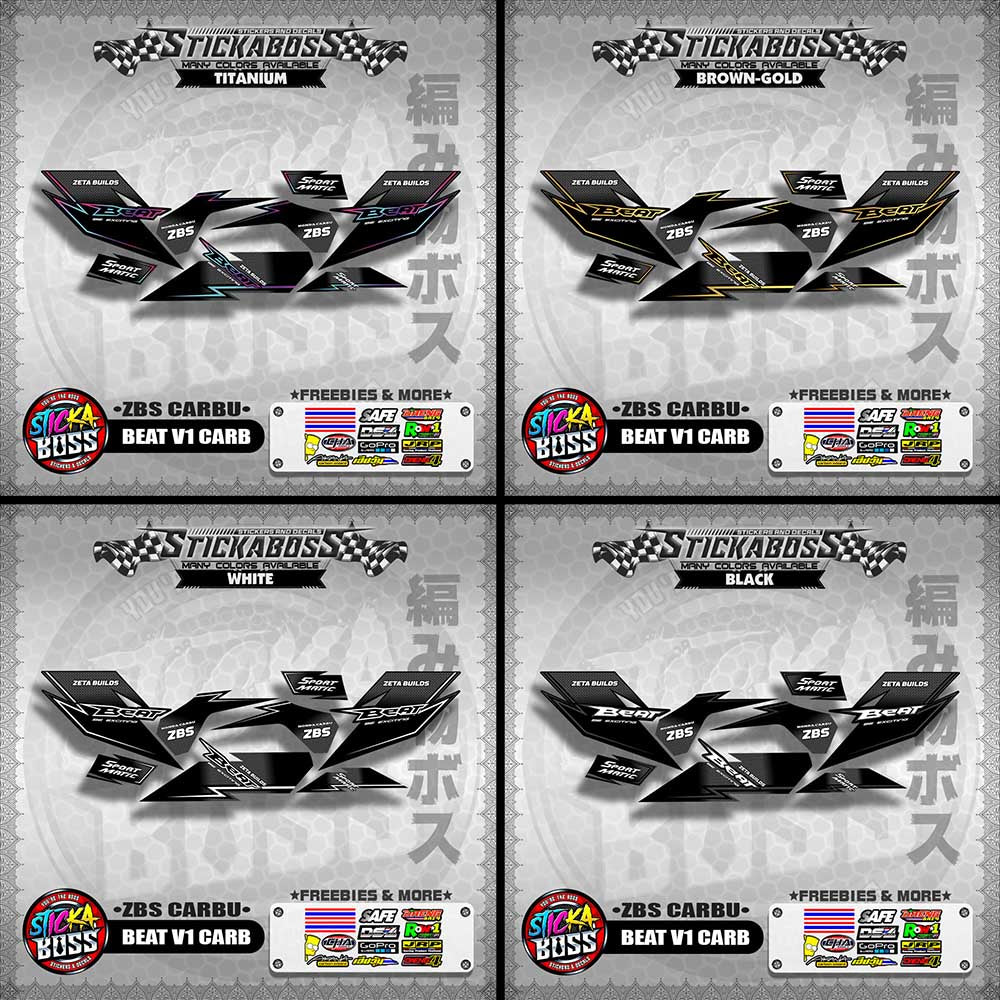 BEAT V1 CARB STICKER DECALS ( ZBS CARBU )【WITH FREEBIES】
