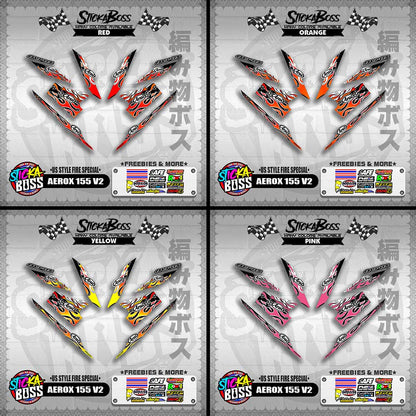 AEROX 155 V2 DECALS ( US STYLE FIRE SPECIAL )【WITH FREEBIES】