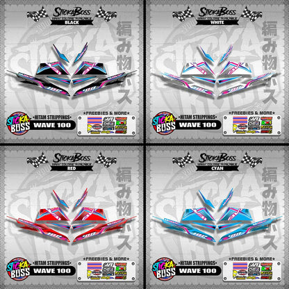 WAVE 100 MALAYSIAN DECALS ( HITAM STRIPPINGS )【WITH FREEBIES】