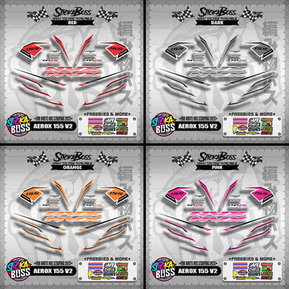 AEROX 155 V2 DECALS ( FOR WHITE NVX STRIPING 2023 )【WITH FREEBIES】