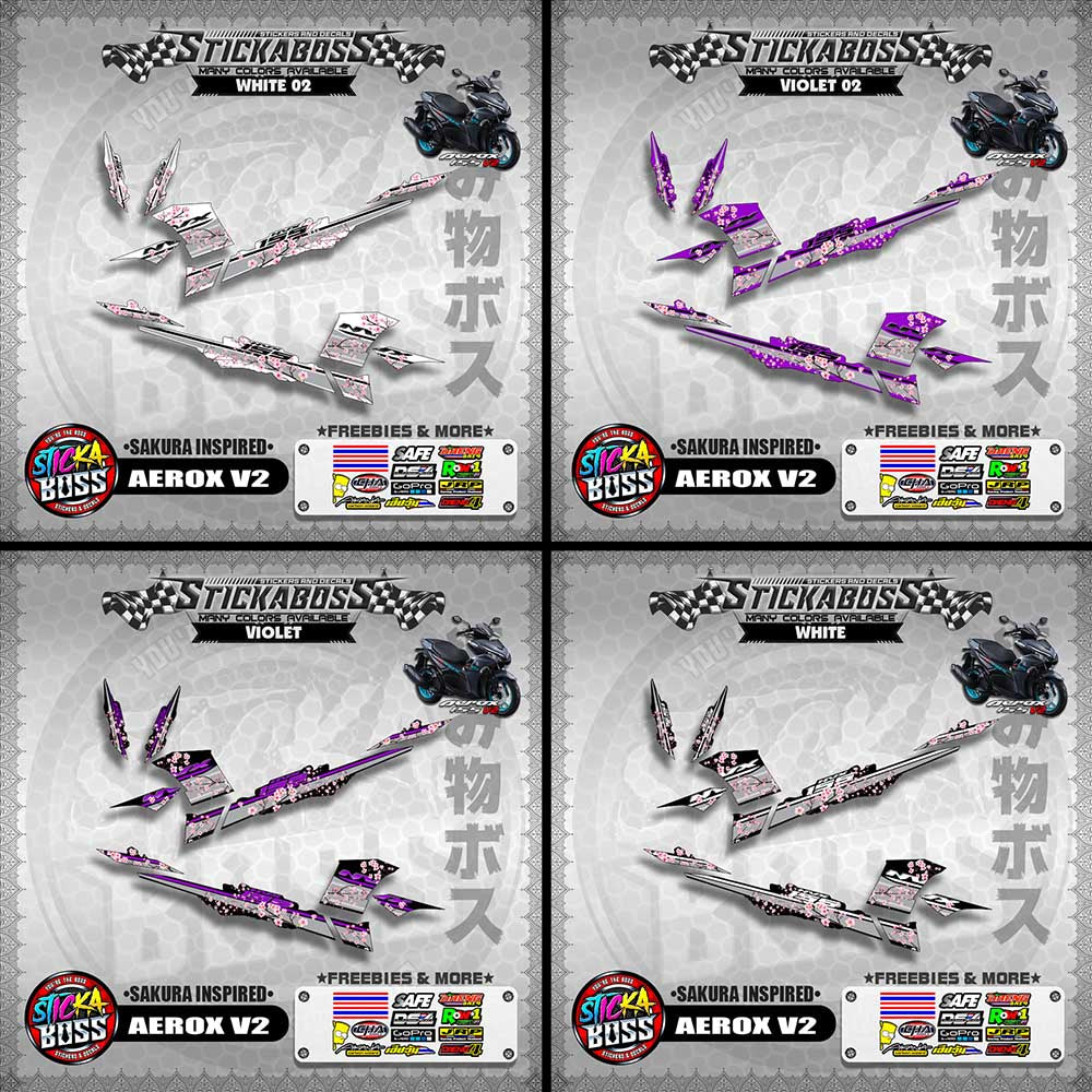 AEROX V2 STICKER DECALS ( SAKURA INSPIRED )【WITH FREEBIES】