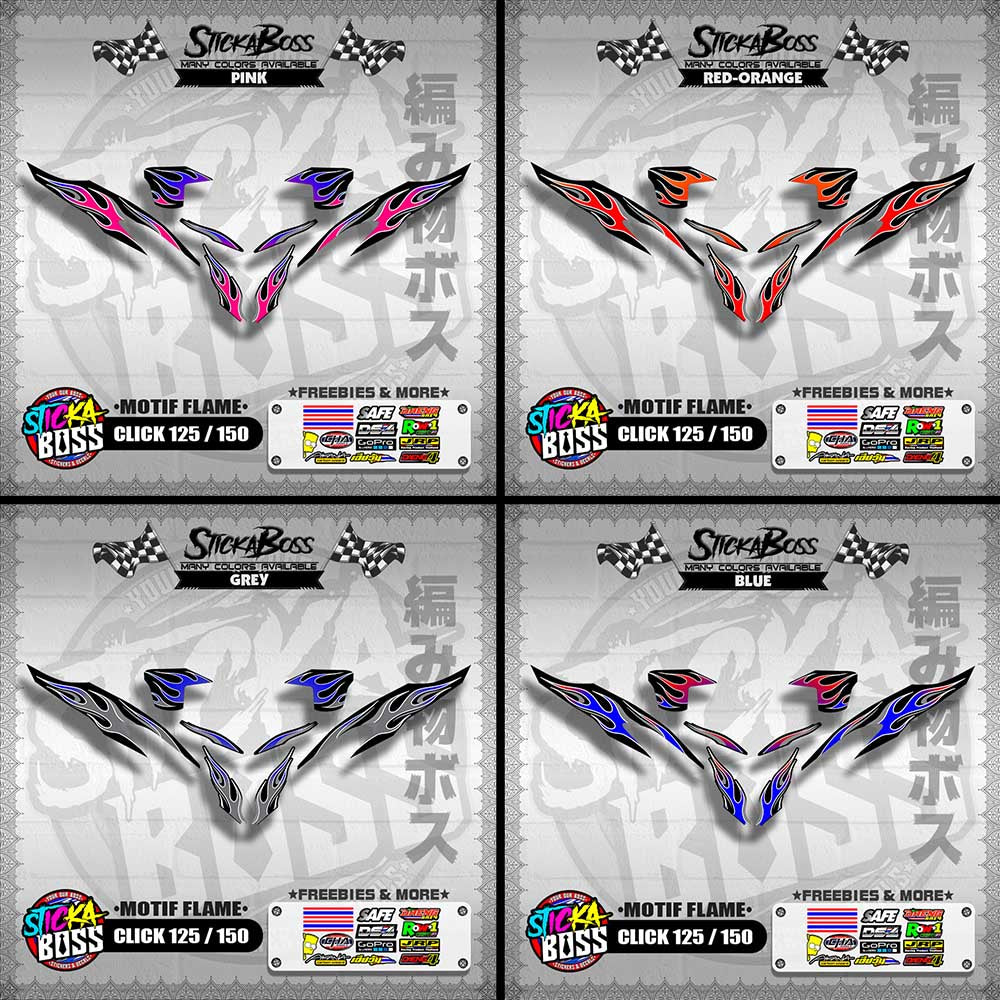 CLICK 125 / 150 V2 DECALS ( MOTIF FLAME )【WITH FREEBIES】