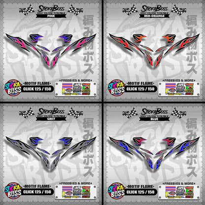 CLICK 125 / 150 V2 DECALS ( MOTIF FLAME )【WITH FREEBIES】