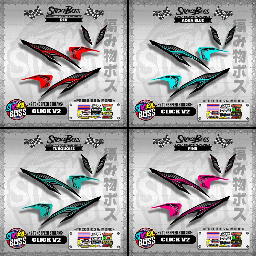 CLICK V2 DECALS ( 2 TONE SPEED STREAKS )【WITH FREEBIES】