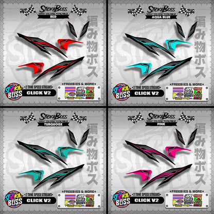 CLICK V2 DECALS ( 2 TONE SPEED STREAKS )【WITH FREEBIES】