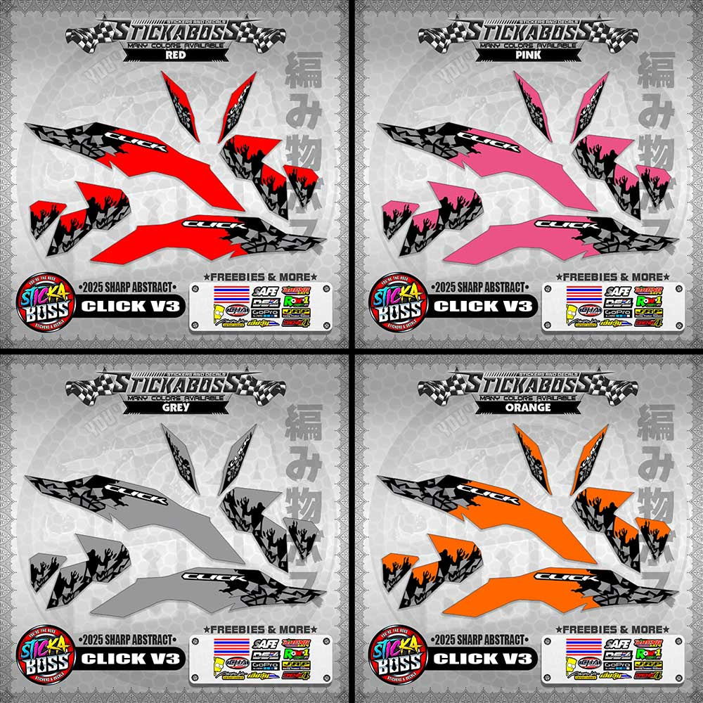CLICK V3 INDO STICKER DECALS ( 2025 SHARP ABSTRACT  )【WITH FREEBIES】