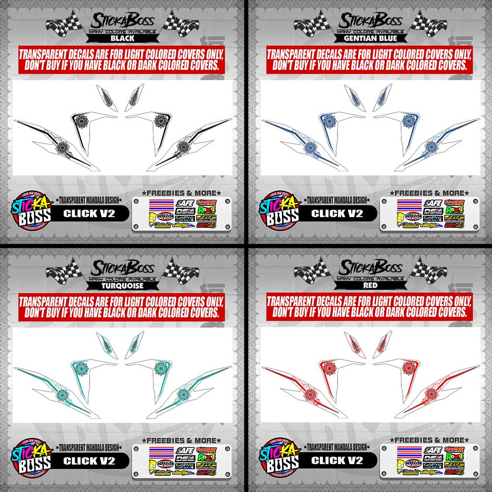 CLICK V2 DECALS ( TRANSPARENT MANDALA DESIGN )【WITH FREEBIES】
