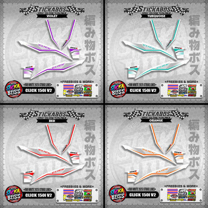 CLICK 150i V2 STICKER DECALS ( FOR WHITE 2025 STRIKE LINES )【WITH FREEBIES】