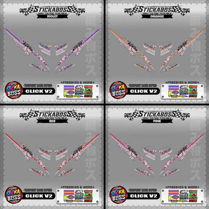 【PREMIUM UV PRINT】TRANSPARENT CLICK 125 / 150 V2 DECALS ( SAKURA INSPIRED )【WITH FREEBIES】