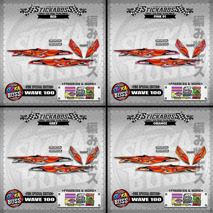 WAVE 100 STICKER DECALS ( FIRE SPECIAL EDITION )【WITH FREEBIES】