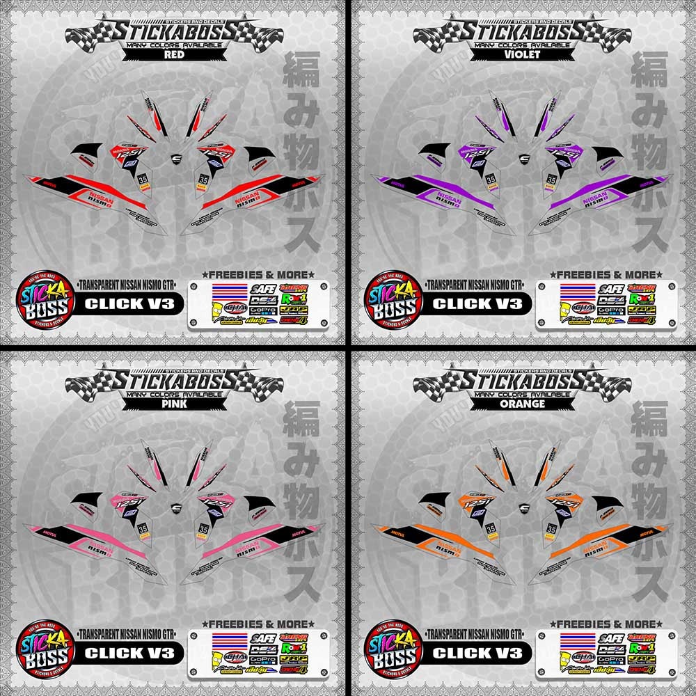 【PREMIUM UV PRINT】TRANSPARENT CLICK V3 STICKER DECALS ( NISSAN NISMO GTR )【WITH FREEBIES】