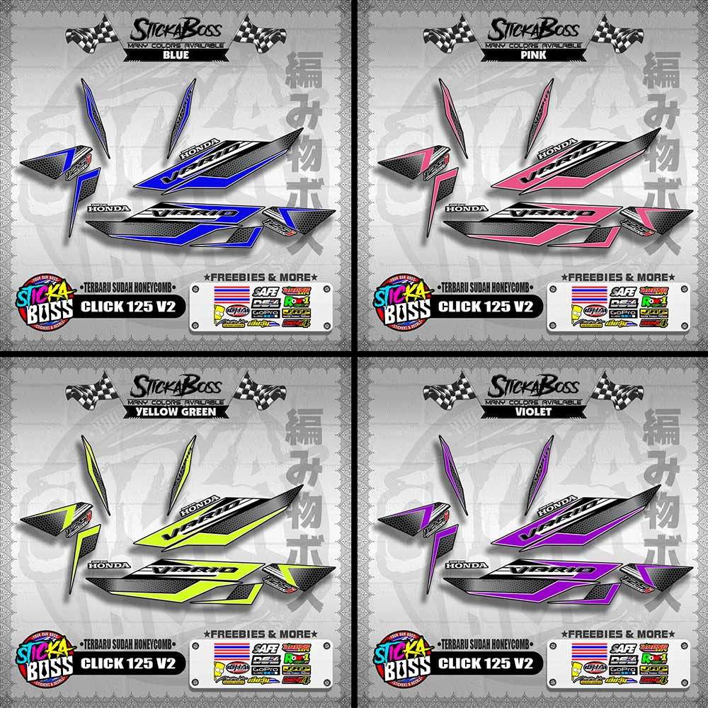 CLICK 125 V2 DECALS ( TERBARU SUDAH HONEYCOMB )【WITH FREEBIES】