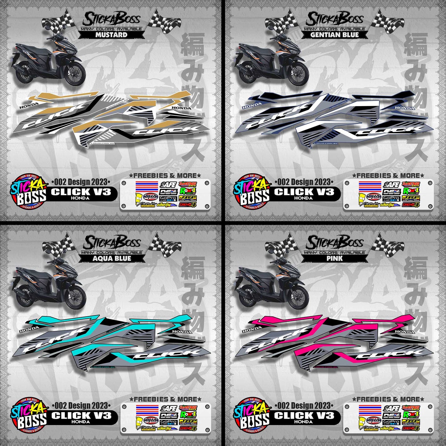 CLICK 125 / 150 V3 DECALS ( 002 DESIGN 2023 )【WITH FREEBIES】