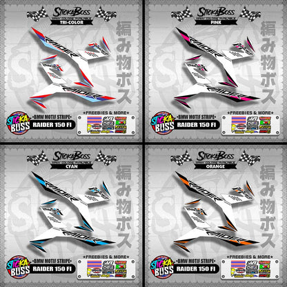 RAIDER 150 FI DECALS ( BMW MOTIF STRIPES )[ PREMIUM GLOSSY LAMINATED ]【WITH FREEBIES】