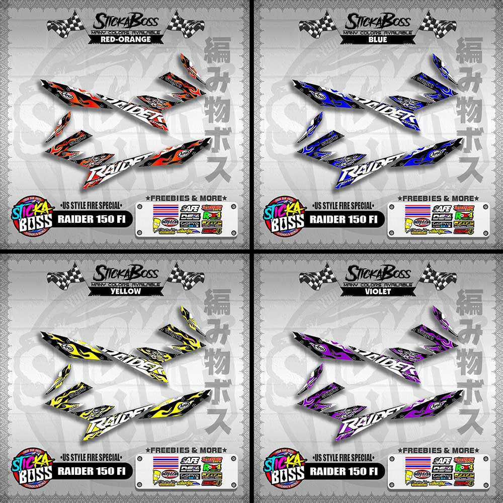 RAIDER 150 FI DECALS ( US STYLE FIRE SPECIAL )【WITH FREEBIES】