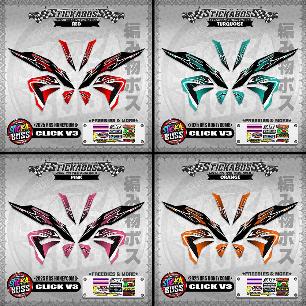 CLICK V3 INDO STICKER DECALS ( 2025 RRS HONEYCOMB )【WITH FREEBIES】