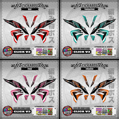 CLICK V3 INDO STICKER DECALS ( 2025 RRS HONEYCOMB )【WITH FREEBIES】