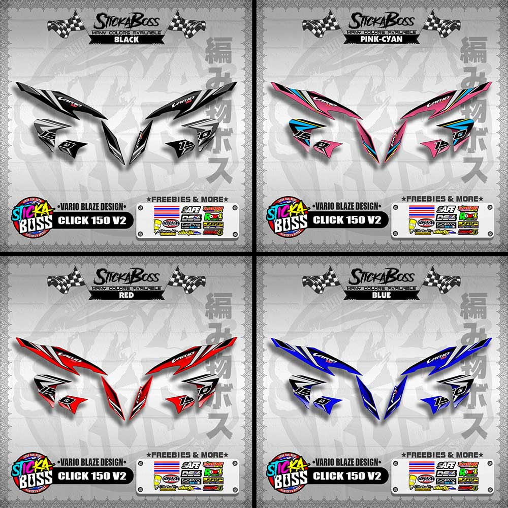 CLICK 150 V2 DECALS ( VARIO BLAZE DESIGN )【WITH FREEBIES】