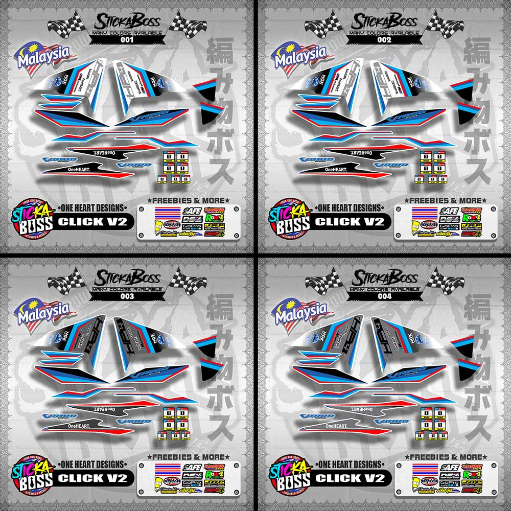CLICK 150 / 125 / 150i / 125i V2 MALAYSIAN DECALS ( ONE HEART DESIGNS )【WITH FREEBIES】