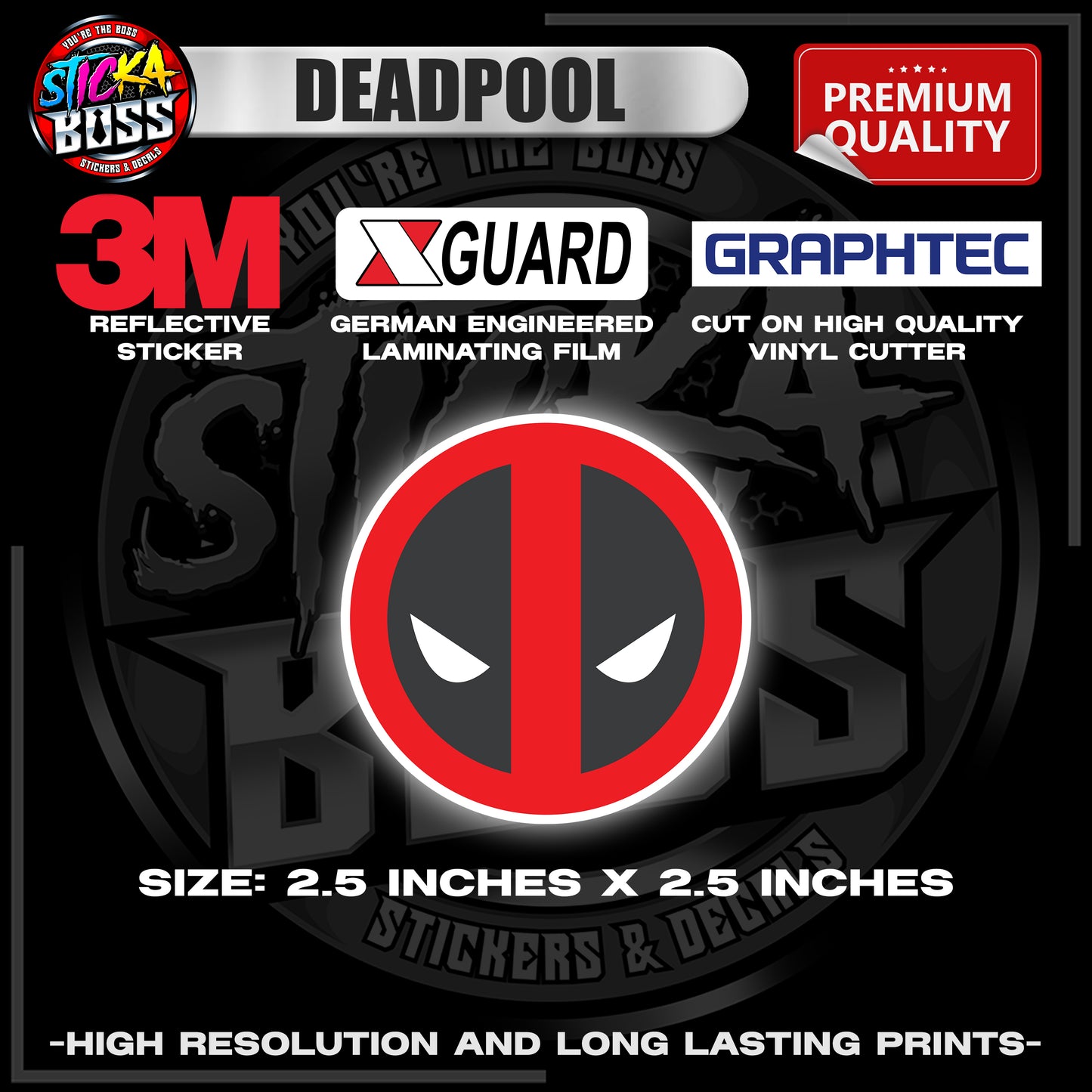 DEADPOOL | 3M REFLECTIVE STICKER | PREMIUM LAMINATED【PREMIUM QUALITY】