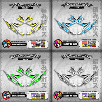 RAIDER 150 CARB STICKER DECALS ( FOR WHITE BELANG STRIPED R150 )【WITH FREEBIES】