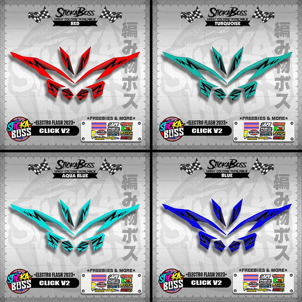 CLICK V2 DECALS ( ELECTRO FLASH 2023 ) [ PREMIUM GLOSSY LAMINATED ]【WITH FREEBIES】