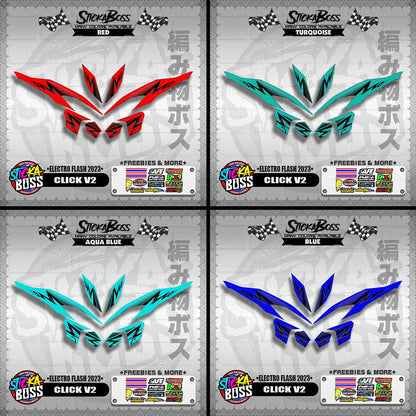 CLICK V2 DECALS ( ELECTRO FLASH 2023 ) [ PREMIUM GLOSSY LAMINATED ]【WITH FREEBIES】