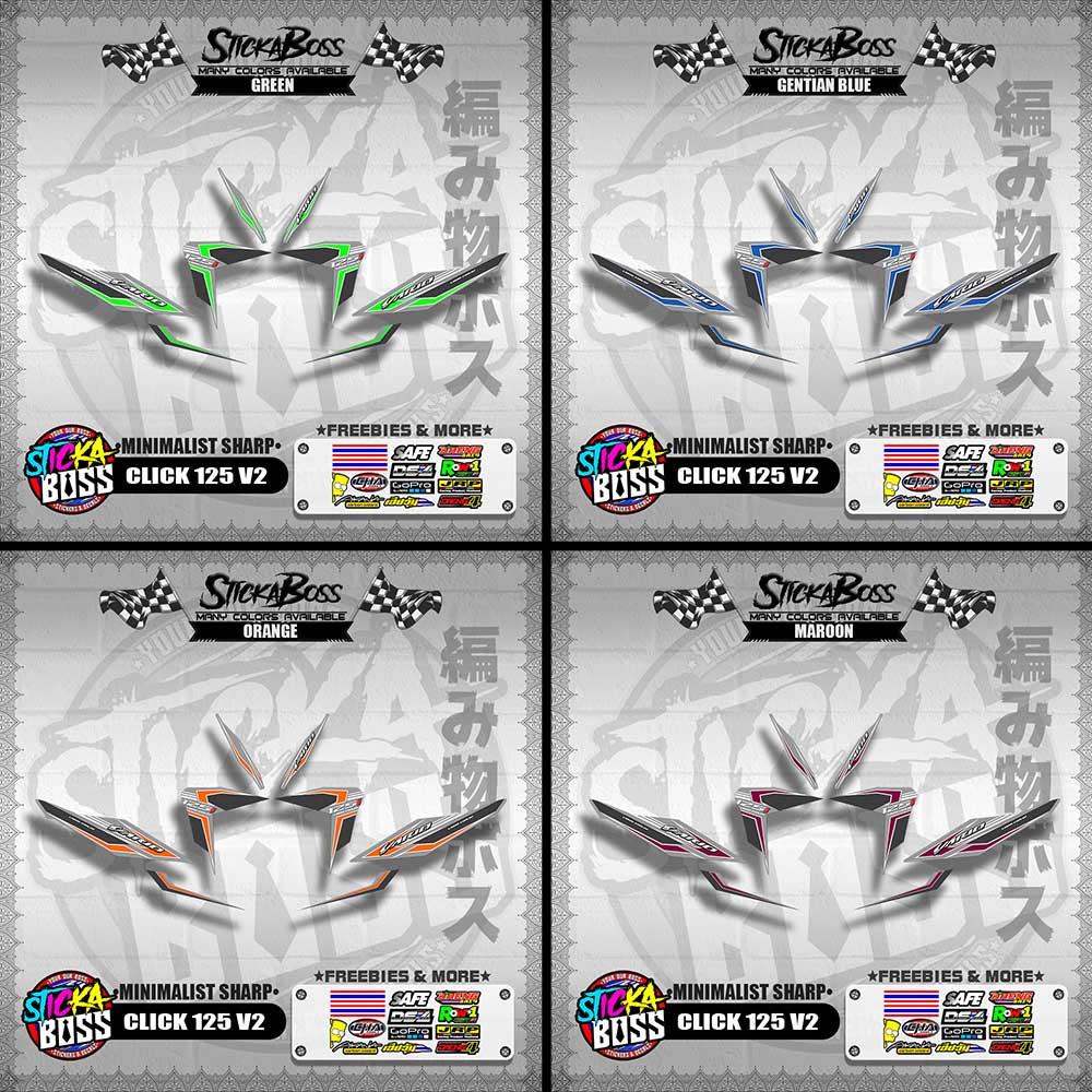 CLICK 125 V2 DECALS ( MINIMALIST SHARP )【WITH FREEBIES】