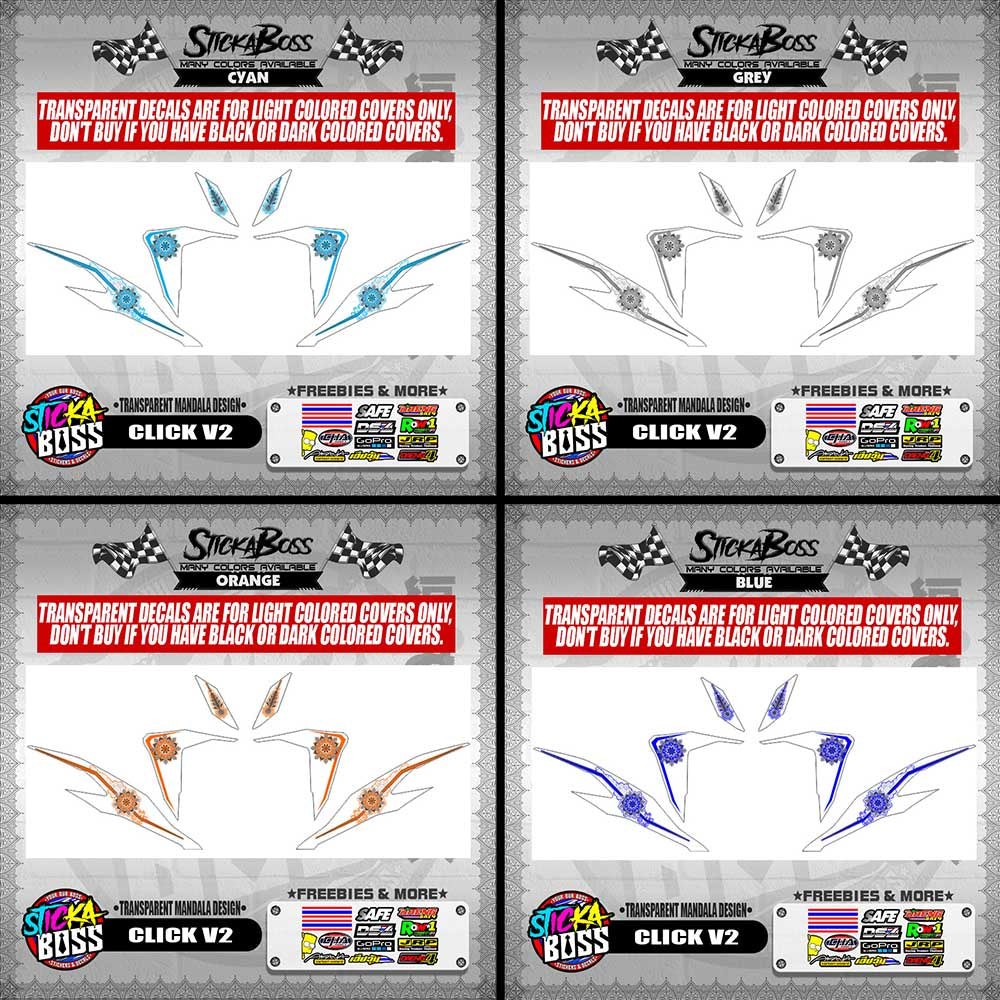 CLICK V2 DECALS ( TRANSPARENT MANDALA DESIGN )【WITH FREEBIES】