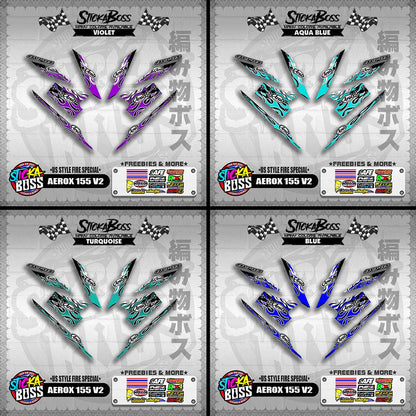 AEROX 155 V2 DECALS ( US STYLE FIRE SPECIAL )【WITH FREEBIES】