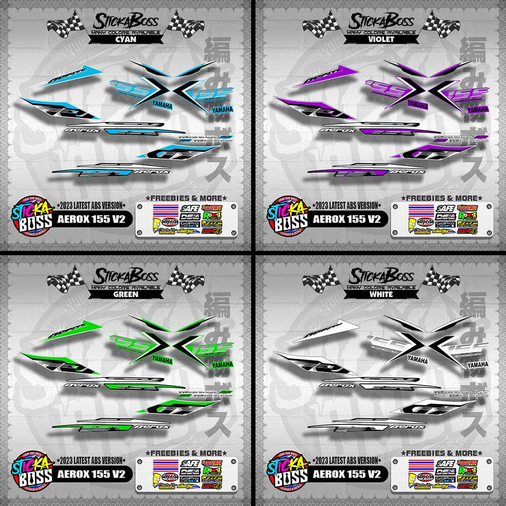 AEROX 155 V2 DECALS ( 2023 LATEST ABS VERSION ) [ PREMIUM GLOSSY LAMINATED ]【WITH FREEBIES】