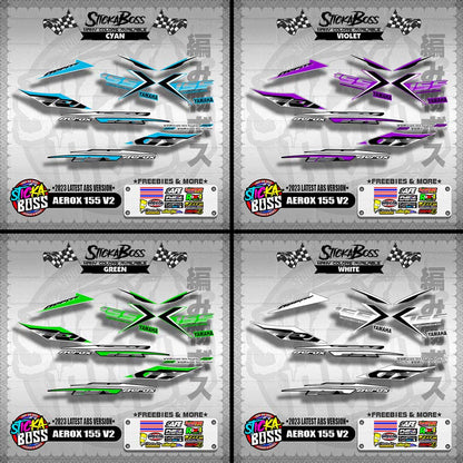 AEROX 155 V2 DECALS ( 2023 LATEST ABS VERSION ) [ PREMIUM GLOSSY LAMINATED ]【WITH FREEBIES】
