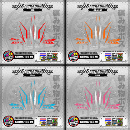 【PREMIUM UV PRINT】TRANSPARENT AEROX 155 V1 STOCK DECALS ( 2017 DESIGNS )【WITH FREEBIES】