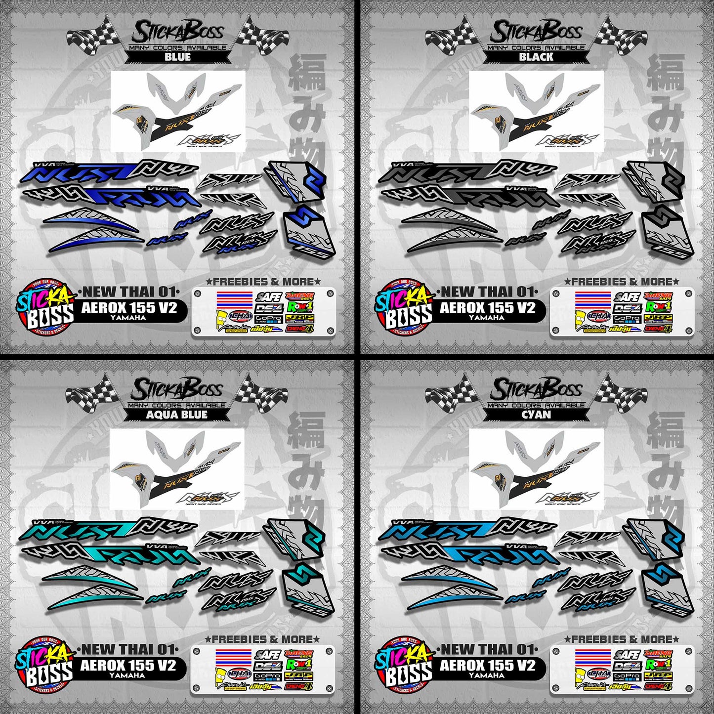 AEROX 155 V2 DECALS ( NEW THAI 01 )【WITH FREEBIES】