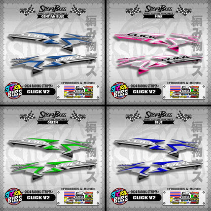 CLICK V2 DECALS ( 2024 RACING STRIPES ) [ PREMIUM GLOSSY LAMINATED ]【WITH FREEBIES】