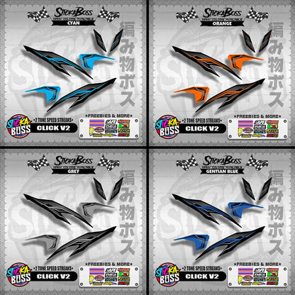 CLICK V2 DECALS ( 2 TONE SPEED STREAKS )【WITH FREEBIES】