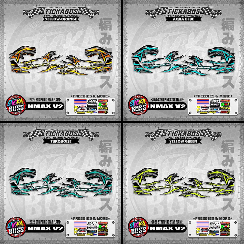 NMAX V2 STICKER DECALS ( 2025 STRIPPING STAR FLAME )【WITH FREEBIES】