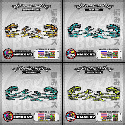 NMAX V2 STICKER DECALS ( 2025 STRIPPING STAR FLAME )【WITH FREEBIES】