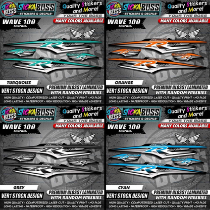 HONDA WAVE 100 R DECALS (Ver1 Stock Design)【WITH FREEBIES】