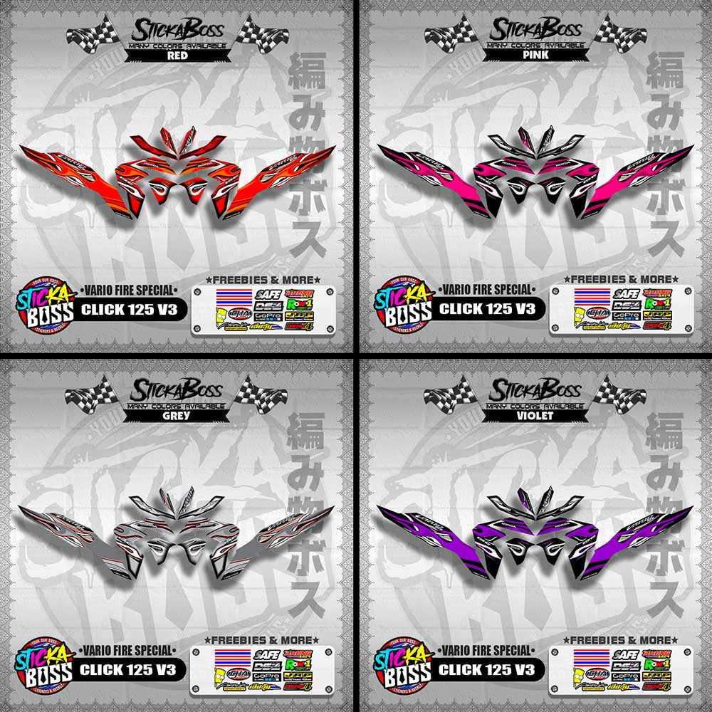 CLICK 125 V3 DECALS ( VARIO FIRE SPECIAL )【WITH FREEBIES】