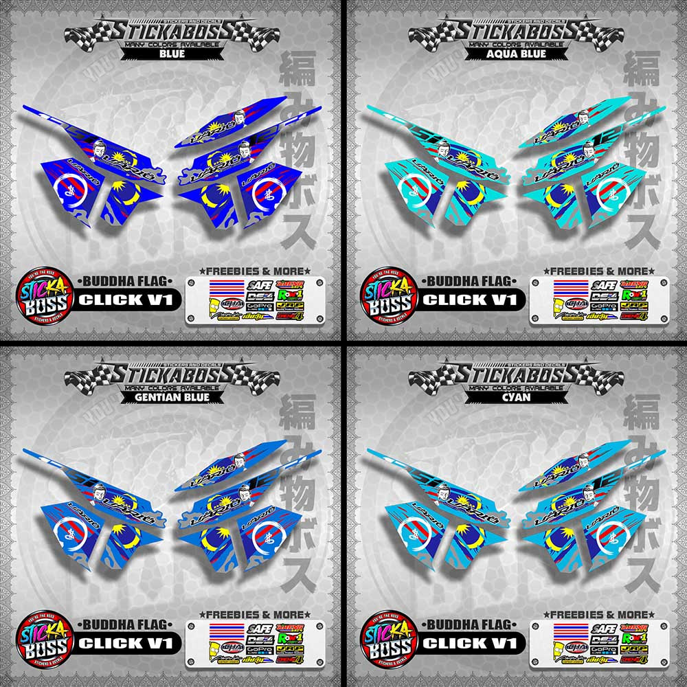 CLICK V1 MALAYSIAN STICKER DECALS ( BUDDHA FLAG )【WITH FREEBIES】