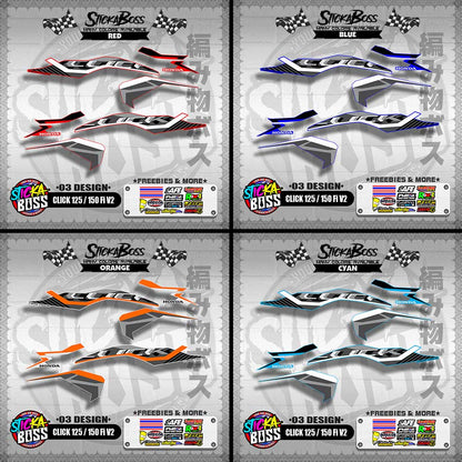 CLICK 125 / 150 Fi V2 DECALS ( 03 DESIGN )【WITH FREEBIES】