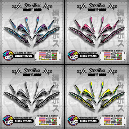 CLICK 125 V3 DECALS ( STRIPING MOTIF 56 ) [ PREMIUM GLOSSY LAMINATED ]【WITH FREEBIES】