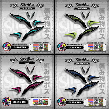 CLICK V3 DECALS ( 2 TONE SPEED STREAKS )【WITH FREEBIES】