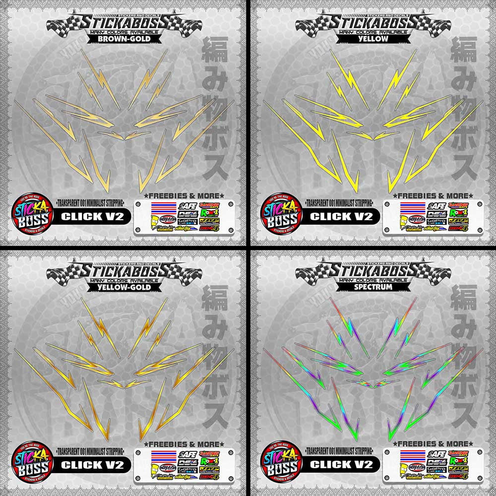 【PREMIUM UV PRINT】TRANSPARENT CLICK V2 STICKER DECALS ( 001 MINIMALIST STRIPPING )【WITH FREEBIES】