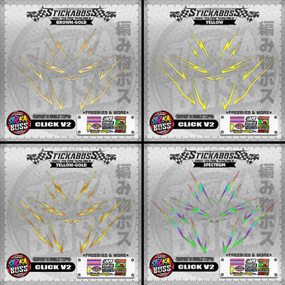 【PREMIUM UV PRINT】TRANSPARENT CLICK V2 STICKER DECALS ( 001 MINIMALIST STRIPPING )【WITH FREEBIES】