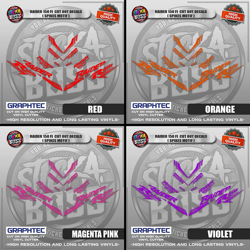 RAIDER 150 FI CUT OUT DECALS ( SPIKES MOTIF ) | VINYL WATERPROOF CUT-OUT STICKER DECALS